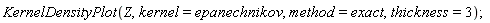 KernelDensityPlot(Z, kernel = epanechnikov, method = exact, thickness = 3)