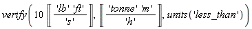 verify(10*Unit('lb'*'ft'/'s'), Unit('tonne'*'m'/'h'), units('less_than'))