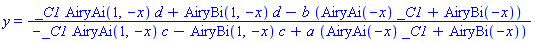 y = (_C1*AiryAi(1, -x)*d+AiryBi(1, -x)*d-b*(AiryAi(-x)*_C1+AiryBi(-x)))/(-_C1*AiryAi(1, -x)*c-AiryBi(1, -x)*c+a*(AiryAi(-x)*_C1+AiryBi(-x)))