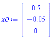 x0 := Vector(3, {(1) = .5, (2) = -0.5e-1, (3) = 0})