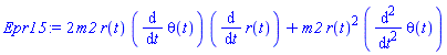 2*m2*r(t)*(diff(theta(t), t))*(diff(r(t), t))+m2*r(t)^2*(diff(diff(theta(t), t), t))