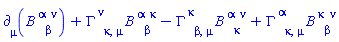 Physics:-d_[mu](B[`~alpha`, beta, `~nu`](X), [X])+Physics:-Christoffel[`~nu`, kappa, mu]*B[`~alpha`, beta, `~kappa`](X)-Physics:-Christoffel[`~kappa`, beta, mu]*B[`~alpha`, kappa, `~nu`](X)+Physics:-Christoffel[`~alpha`, kappa, mu]*B[`~kappa`, beta, `~nu`](X)