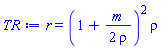 r = (1+(1/2)*m/rho)^2*rho
