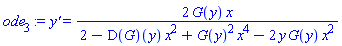 diff(y(x), x) = 2*G(y(x))*x/(2-(D(G))(y(x))*x^2+G(y(x))^2*x^4-2*y(x)*G(y(x))*x^2)
