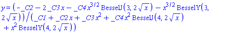 y(x) = (-_C2-2*_C3*x-_C4*x^(3/2)*BesselJ(3, 2*x^(1/2))-x^(3/2)*BesselY(3, 2*x^(1/2)))/(_C1+_C2*x+_C3*x^2+_C4*x^2*BesselJ(4, 2*x^(1/2))+x^2*BesselY(4, 2*x^(1/2)))