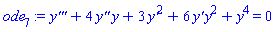 diff(diff(diff(y(x), x), x), x)+4*(diff(diff(y(x), x), x))*y(x)+3*(diff(y(x), x))^2+6*(diff(y(x), x))*y(x)^2+y(x)^4 = 0