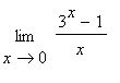 Limit((3^x-1)/x,x = 0)