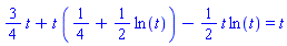 (3/4)*t+t*(1/4+(1/2)*ln(t))-(1/2)*t*ln(t) = t