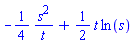 -(1/4)*s^2/t+(1/2)*t*ln(s)