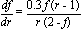 df/dr = Float(3, -1)*f*(r-1)/(r*(2-f))