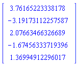 Vector(5, {(1) = 3.76165223338178, (2) = -3.19173112257587, (3) = 2.07663466326689, (4) = -1.67456333719396, (5) = 1.36994912296017})