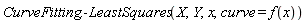 CurveFitting:-LeastSquares(X, Y, x, curve = f(x))
