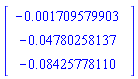 Vector(3, {(1) = -0.1709579903e-2, (2) = -0.4780258137e-1, (3) = -0.8425778110e-1})