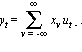 y[t] = sum(x[v]*u[t-v], v = -infinity .. infinity)
