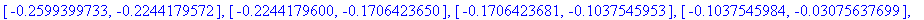[[.2980341562, .3311000926], [.3311000913, .3644580713], [.3644580699, .3975259470], [.3975259456, .4296256944], [.4296256931, .4599815135], [.4599815121, .4877217319], [.4877217307, .5118858738], [.51...