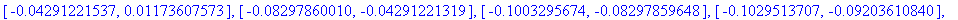 [[.2980341562, .3311000926], [.3311000913, .3644580713], [.3644580699, .3975259470], [.3975259456, .4296256944], [.4296256931, .4599815135], [.4599815121, .4877217319], [.4877217307, .5118858738], [.51...