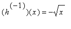 (h^(-1))(x) = -sqrt(x)