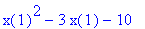 x(1)^2-3*x(1)-10