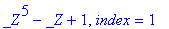 _Z^5-_Z+1, index = 1