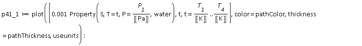 p41_1 := plot([0.1e-2*Property(S, T = t, P = P__1/Unit('Pa'), water), t, t = T__1/Unit('K') .. T__4/Unit('K')], color = pathColor, thickness = pathThickness, useunits)