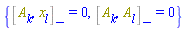 {%Commutator(A[k](X), x[l]) = 0, %Commutator(A[k](X), A[l](X)) = 0}