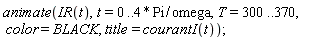 animate(IR(t), t = 0 .. 4*Pi/omega, T = 300 .. 370, color = BLACK, title = courant*(I)(t))