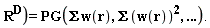 "R^(D))=PG(Sigma w(r),Sigma (w(r))^(2), ...)."