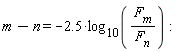 m-n = -2.5*log[10](F[m]/F[n])