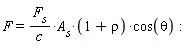 F = F[s]*A[s]*(1+rho)*cos(theta)/c