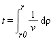 t = int(1/v, rho = r0 .. r)