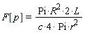F[p] = 2*Pi*R^2*L/(4*c*Pi*r^2)