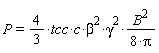 P = (4/3)*tcc*c*beta^2*gamma^2*B^2/(8*Pi)