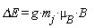 `&Delta;E` = g*m[j]*mu[B]*B