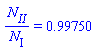 N[II]/N[I] = .99750