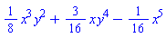 (1/8)*x^3*y^2+(3/16)*x*y^4-(1/16)*x^5