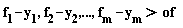 f[1]-y[1], f[2]-y[2], () .. (), f[m]-y[m] > of