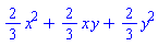 (2/3)*x^2+(2/3)*x*y+(2/3)*y^2