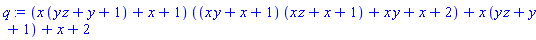 (x*(y*z+y+1)+x+1)*((x*y+x+1)*(x*z+x+1)+x*y+x+2)+x*(y*z+y+1)+x+2