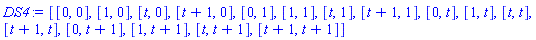 [[0, 0], [1, 0], [t, 0], [t+1, 0], [0, 1], [1, 1], [t, 1], [t+1, 1], [0, t], [1, t], [t, t], [t+1, t], [0, t+1], [1, t+1], [t, t+1], [t+1, t+1]]