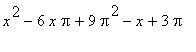 x^2-6*x*Pi+9*Pi^2-x+3*Pi