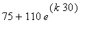 75+110*e^(k*30)