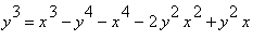 y^3 = x^3-y^4-x^4-2*y^2*x^2+y^2*x