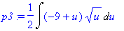 p3 := 1/2*Int((-9+u)*sqrt(u),u)