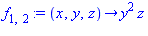f[1, 2] := proc (x, y, z) options operator, arrow; y^2*z end proc