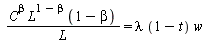 `/`(`*`(`^`(C, beta), `*`(`^`(L, `+`(1, `-`(beta))), `*`(`+`(1, `-`(beta))))), `*`(L)) = `*`(lambda, `*`(`+`(1, `-`(t)), `*`(w)))