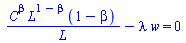 `+`(`/`(`*`(`^`(C, beta), `*`(`^`(L, `+`(1, `-`(beta))), `*`(`+`(1, `-`(beta))))), `*`(L)), `-`(`*`(lambda, `*`(w)))) = 0