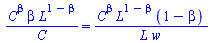 `/`(`*`(`^`(C, beta), `*`(beta, `*`(`^`(L, `+`(1, `-`(beta)))))), `*`(C)) = `/`(`*`(`^`(C, beta), `*`(`^`(L, `+`(1, `-`(beta))), `*`(`+`(1, `-`(beta))))), `*`(L, `*`(w)))