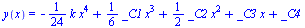 y(x) = `+`(`-`(`*`(`/`(1, 24), `*`(k, `*`(`^`(x, 4))))), `*`(`/`(1, 6), `*`(_C1, `*`(`^`(x, 3)))), `*`(`/`(1, 2), `*`(_C2, `*`(`^`(x, 2)))), `*`(_C3, `*`(x)), _C4)