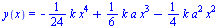 y(x) = `+`(`-`(`*`(`/`(1, 24), `*`(k, `*`(`^`(x, 4))))), `*`(`/`(1, 6), `*`(k, `*`(a, `*`(`^`(x, 3))))), `-`(`*`(`/`(1, 4), `*`(k, `*`(`^`(a, 2), `*`(`^`(x, 2)))))))