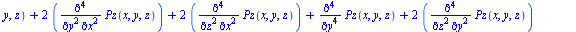 `assign`(sistema, [`+`(diff(Px(x, y, z), `$`(x, 4)), `*`(2, `*`(diff(Px(x, y, z), `$`(x, 2), `$`(y, 2)))), `*`(2, `*`(diff(Px(x, y, z), `$`(x, 2), `$`(z, 2)))), diff(Px(x, y, z), `$`(y, 4)), `*`(2, `*...
